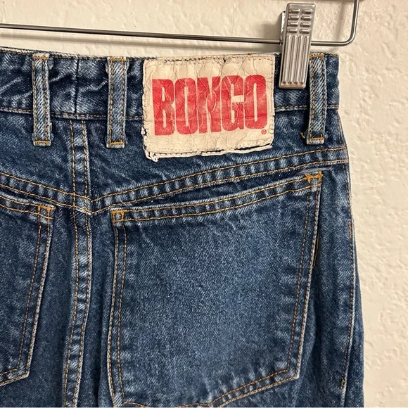 BONGO Jeans USA Made Size 7 High Rise Straight Cropped 100% Cotton Raw Hem - Picture 6 of 6